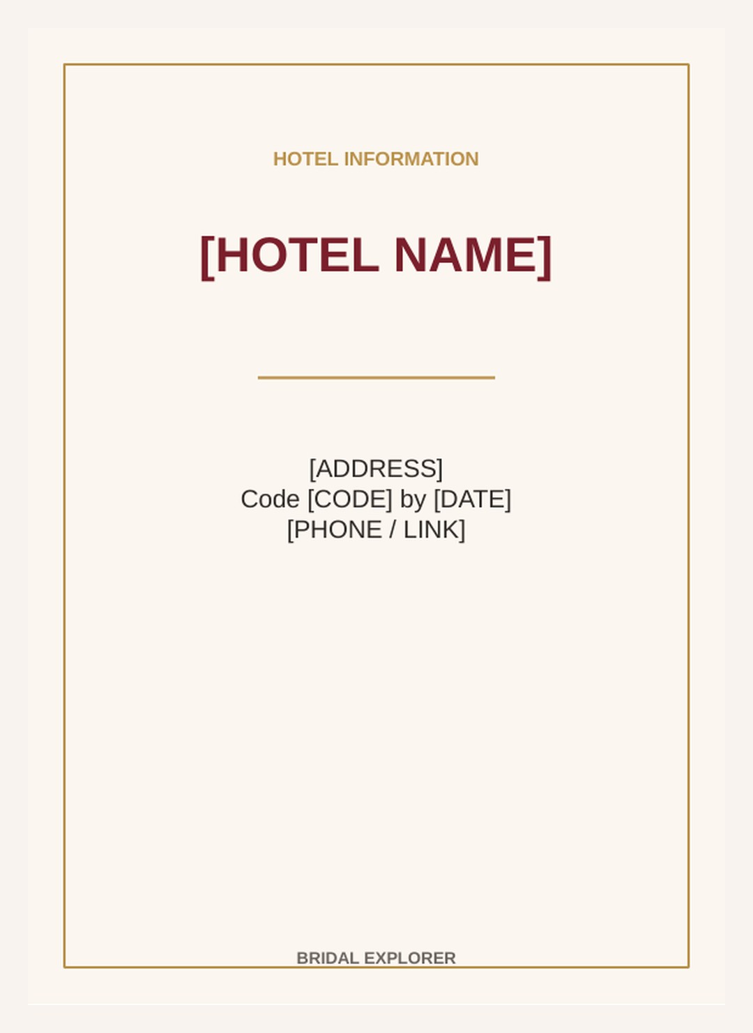 Editable 5x7 guest information card