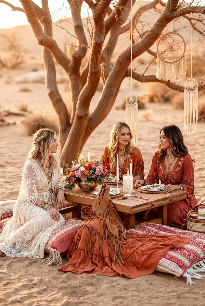 Boho Chic Picnic bachelorette party — relaxed & artsy theme with free spirits in mind